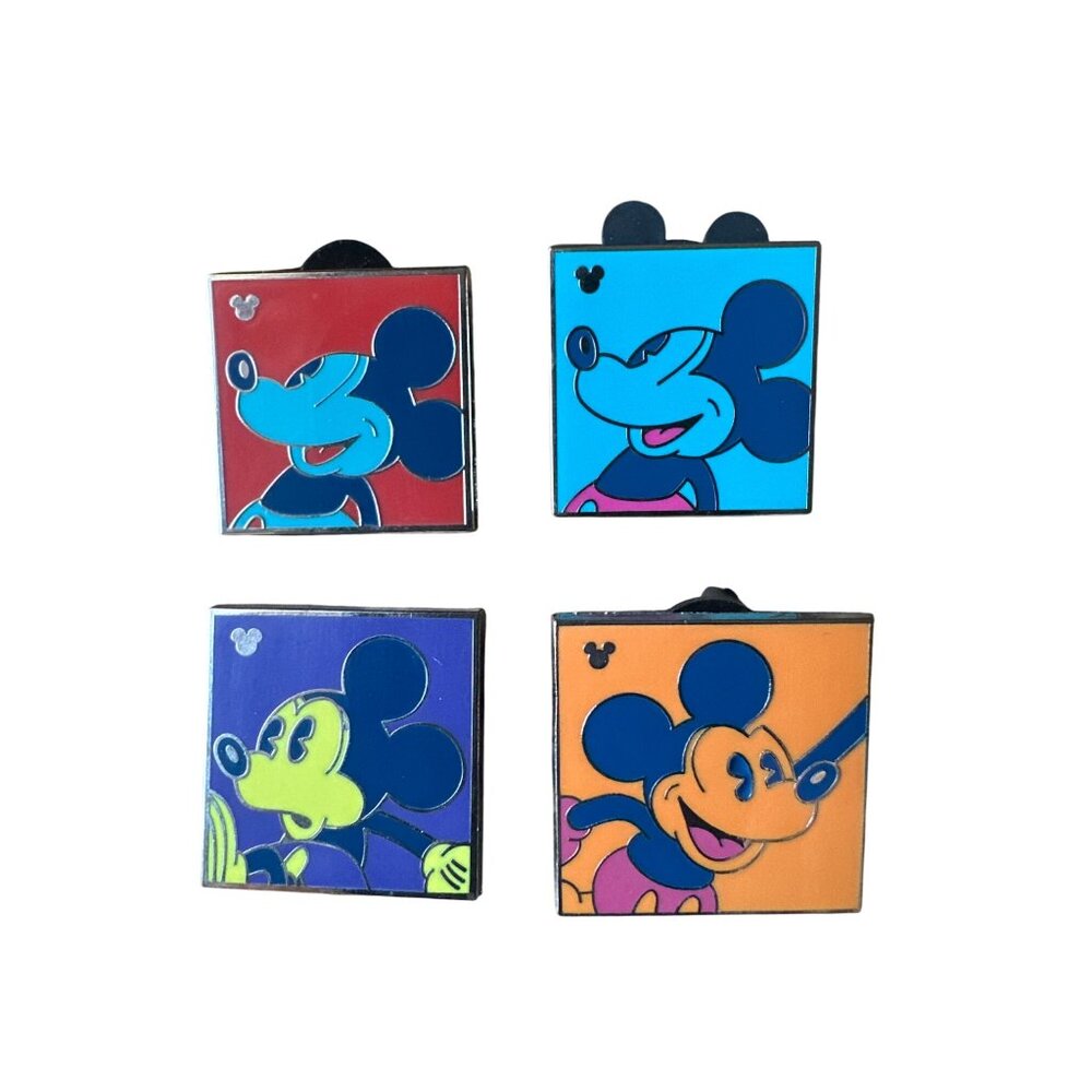 Set Of 4 Mickey Mouse Colorful Square Disney Pins - Picture 2 of 8